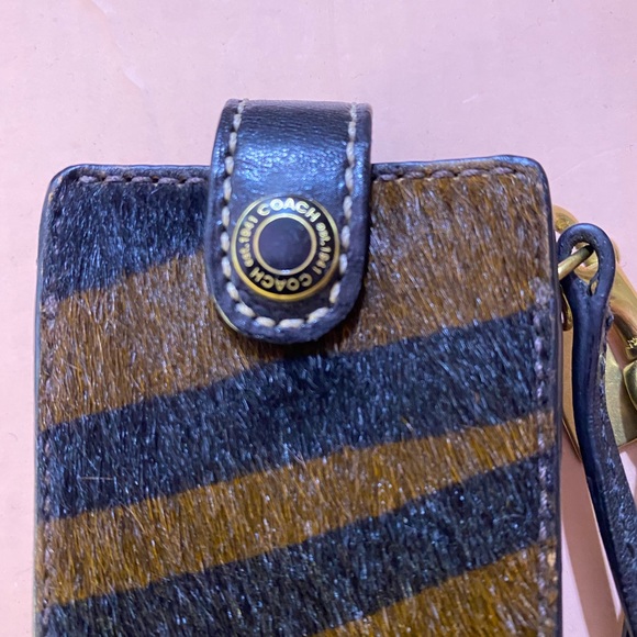 Coach Zebra Hair Calf Mini Apple iPod Leather Case Wristlet Collectible $98 - Picture 8 of 9